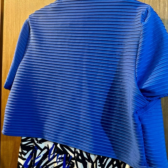 Floral Danny & Nicole Dress with Royal Blue Shrug Jacket - Picture 3 of 4